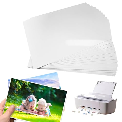30er Pack A4 bedruckbare Klebefolien, wasserdichtes Blatt Vinyl Sticker Papier Druckerpapier, mattweiße Oberfläche Druckmatte Selbstklebefolie für Laserdrucker, Tintenstrahldrucker von Polartreehome