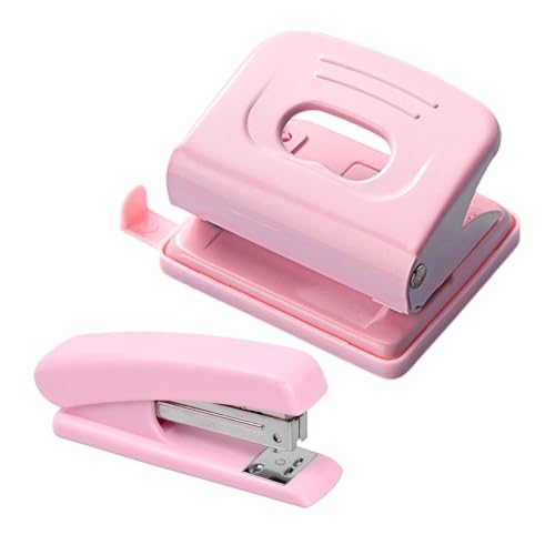 Locher Hefter Set, Mini Rosa H-efter und Locher Hefte-r, Büro Heft-er Locher, Desktop He-fter, Kleiner Locher, Bürobedarf Set für Schulen, Büro, Arbeitszimmer, Zuhause(COLOR:Rosa) von Polartreehome
