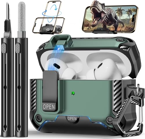 Polislime Kompatibel mit AirPods Pro 2. / 1. Generation Hülle mit Handy-Ständer, vollständiger Fallschutz, automatischer Schnappschalter, Design mit Reinigungsset für iPod Pro (USB-C/Lightning-Kabel) Polislime Kompatibel mit AirPods Pro 2. / 1. Generation Hülle mit Handy-Ständer, vollständiger Fallschutz, automatischer Schnappschalter, Design mit Reinigungsset für iPod Pro (USB-C/Lightning-Kabel) von Polislime