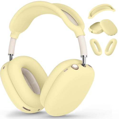 Silikon-Schutzhülle für AirPods Max, Ohrpolster-Hülle, Ohrmuschel-Abdeckung, Kopfband-Abdeckung für AirPods Max Kopfhörer, Zubehör, weicher Silikon-Schutz für Apple AirPods Max, USB-C (2024) (Gelb) von Polislime