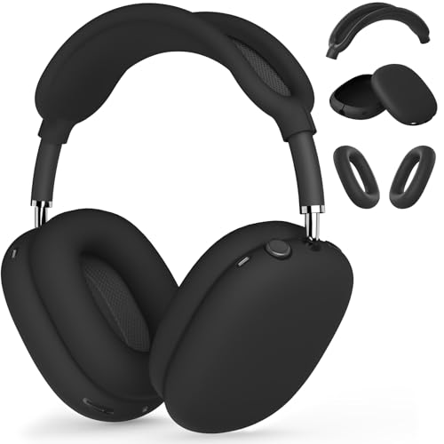 Silikon-Schutzhülle für AirPods Max, Ohrpolster-Hülle, Ohrmuschel-Abdeckung, Kopfband-Abdeckung für AirPods Max Kopfhörer, Zubehör, weicher Silikon-Schutz für Apple AirPods Max, USB-C (2024) (schwarz) von Polislime