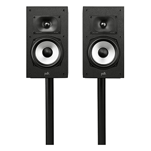 Polk Audio Monitor XT20 Regallautsprecher, Stereolautsprecher, Surround Lautsprecher, Hi-Res Zertifiziert, Dolby Atmos und DTS:X kompatibel, HiFi und Heimkino Lautsprecher (Paar), Schwarz von Polk Audio