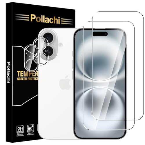 Pollachi [3 Stück Schutzfolie für Google Pixel 9/Pixel 9 Pro Panzerglas Glasfolie,9H Härte,Anti-Kratzen,Anti Fingerabdruck,Anti-Bläschen,Ultra-Klar,Displayschutzfolien (POL-GJ2+2-iPhone 16-G) von Pollachi