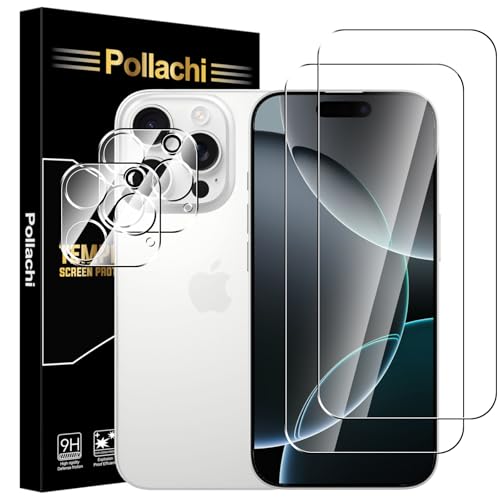 Pollachi [2+2 Stück Schutzfolie Und Kameraschutz Folie für iPhone 16 Pro Panzerglas Glasfolie,9H Härte,Anti Fingerabdruck,Schlagschutz Displayschutzfolien Panzer Schutz Glas Pollachi [2+2 Stück Schutzfolie Und Kameraschutz Folie für iPhone 16 Pro Panzerglas Glasfolie,9H Härte,Anti Fingerabdruck,Schlagschutz Displayschutzfolien Panzer Schutz Glas von Pollachi