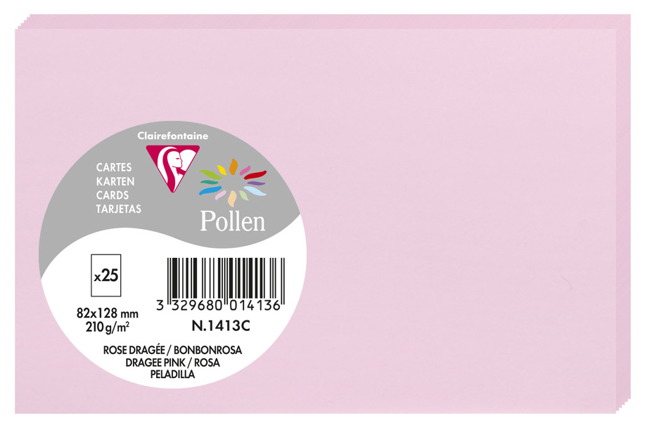 Pollen by Clairefontaine Briefkarte 82 x 128 mm, bonbonrosa von Pollen by Clairefontaine