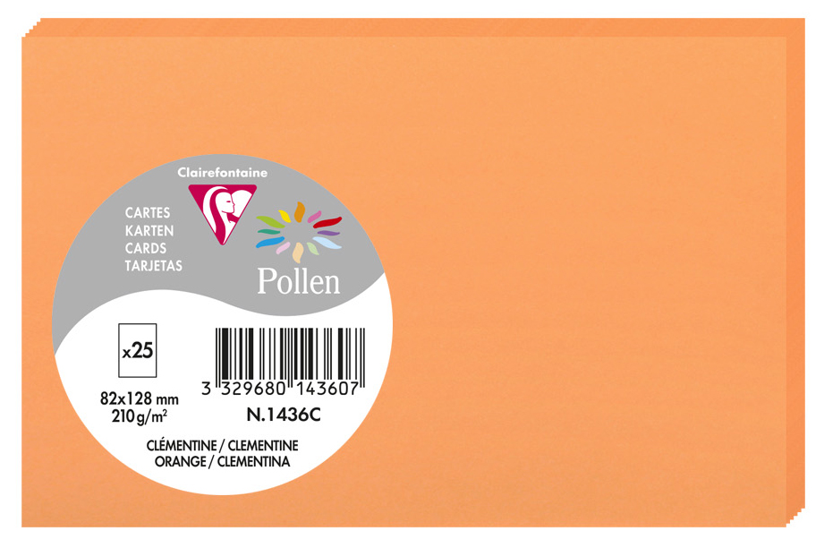 Pollen by Clairefontaine Briefkarte 82 x 128 mm, clementine von Pollen by Clairefontaine