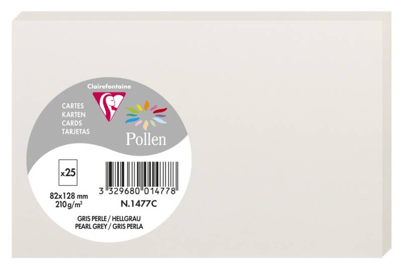 Pollen by Clairefontaine Briefkarte 82 x 128 mm, hellgrau von Pollen by Clairefontaine