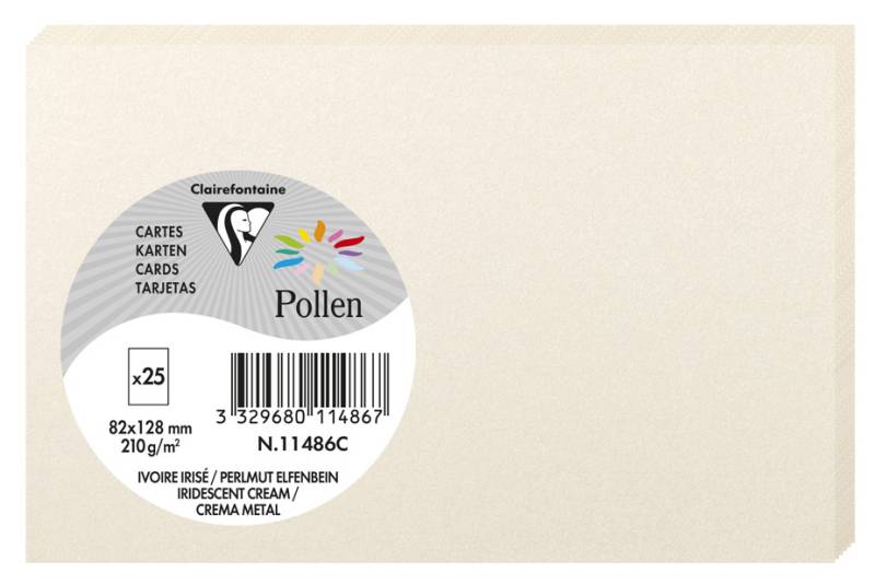 Pollen by Clairefontaine Briefkarte 82 x 128 mm, perlmutt- von Pollen by Clairefontaine