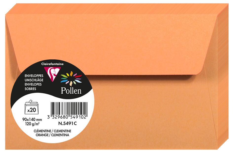 Pollen by Clairefontaine Briefumschlag 90x140 mm, clementine von Pollen by Clairefontaine