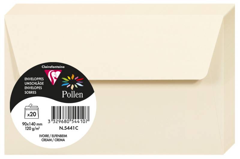 Pollen by Clairefontaine Briefumschlag 90x140 mm, elfenbein von Pollen by Clairefontaine