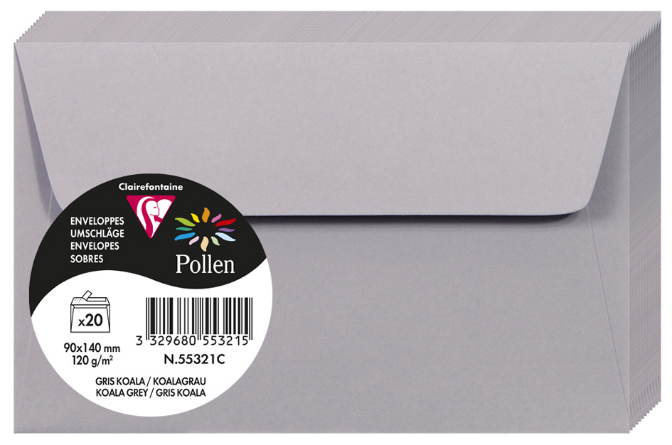 Pollen by Clairefontaine Briefumschlag 90x140 mm, koalagrau von Pollen by Clairefontaine