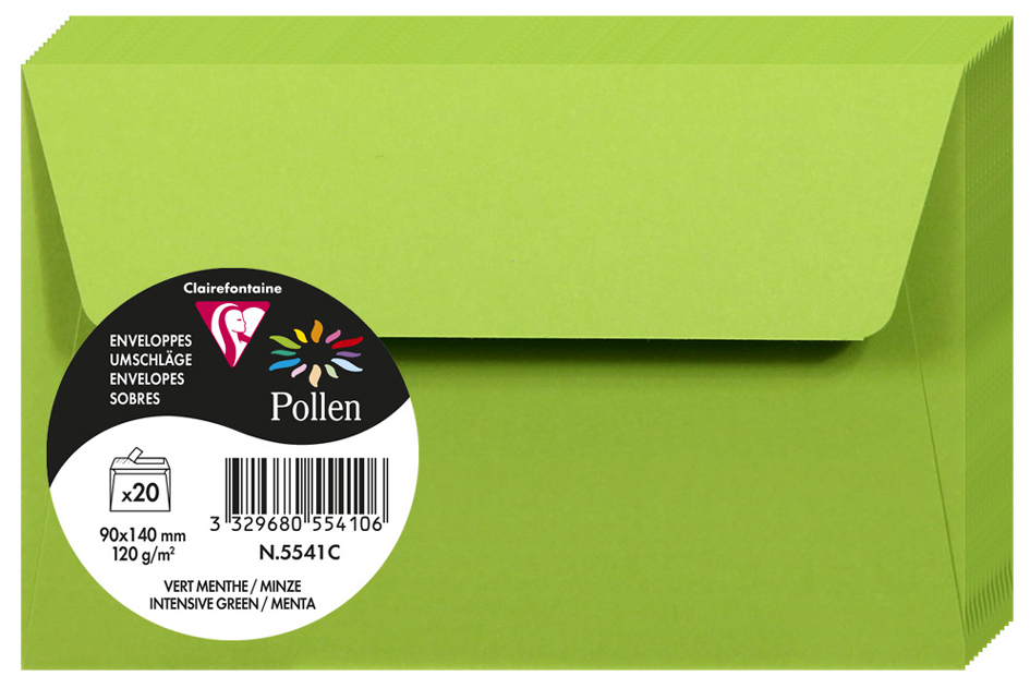 Pollen by Clairefontaine Briefumschlag 90x140 mm, minze Pollen by Clairefontaine Briefumschlag 90x140 mm, minze von Pollen by Clairefontaine