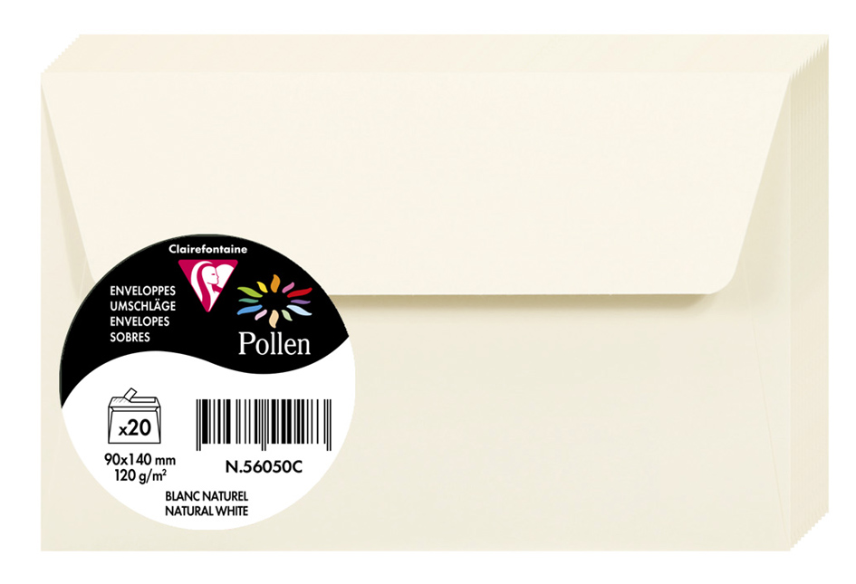 Pollen by Clairefontaine Briefumschlag 90x140 mm, naturweiß Pollen by Clairefontaine Briefumschlag 90x140 mm, naturweiß von Pollen by Clairefontaine