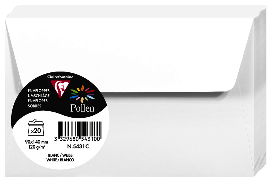 Pollen by Clairefontaine Briefumschlag 90x140 mm, weiß von Pollen by Clairefontaine