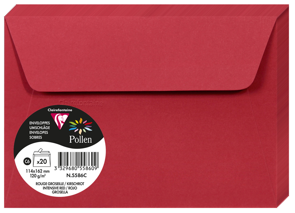 Pollen by Clairefontaine Briefumschlag C6, kirschrot Pollen by Clairefontaine Briefumschlag C6, kirschrot von Pollen by Clairefontaine