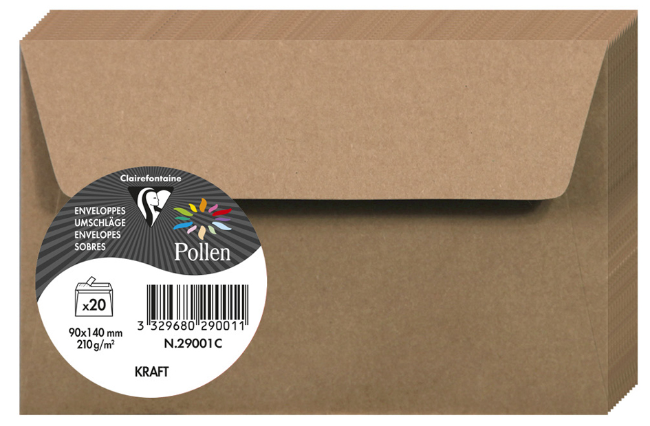 Pollen by Clairefontaine Briefumschlag Kraft, 110 x 220 mm Pollen by Clairefontaine Briefumschlag Kraft, 110 x 220 mm von Pollen by Clairefontaine
