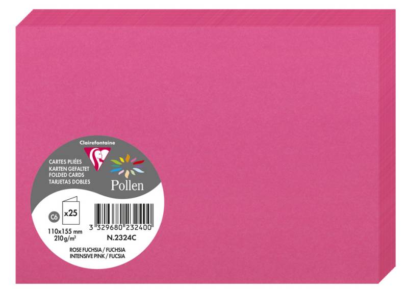 Pollen by Clairefontaine Doppelkarte C6, fuchsia von Pollen by Clairefontaine