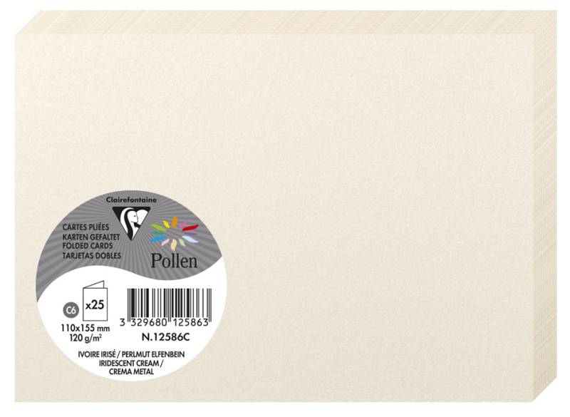 Pollen by Clairefontaine Doppelkarte C6, perlmutt-elfenbein von Pollen by Clairefontaine