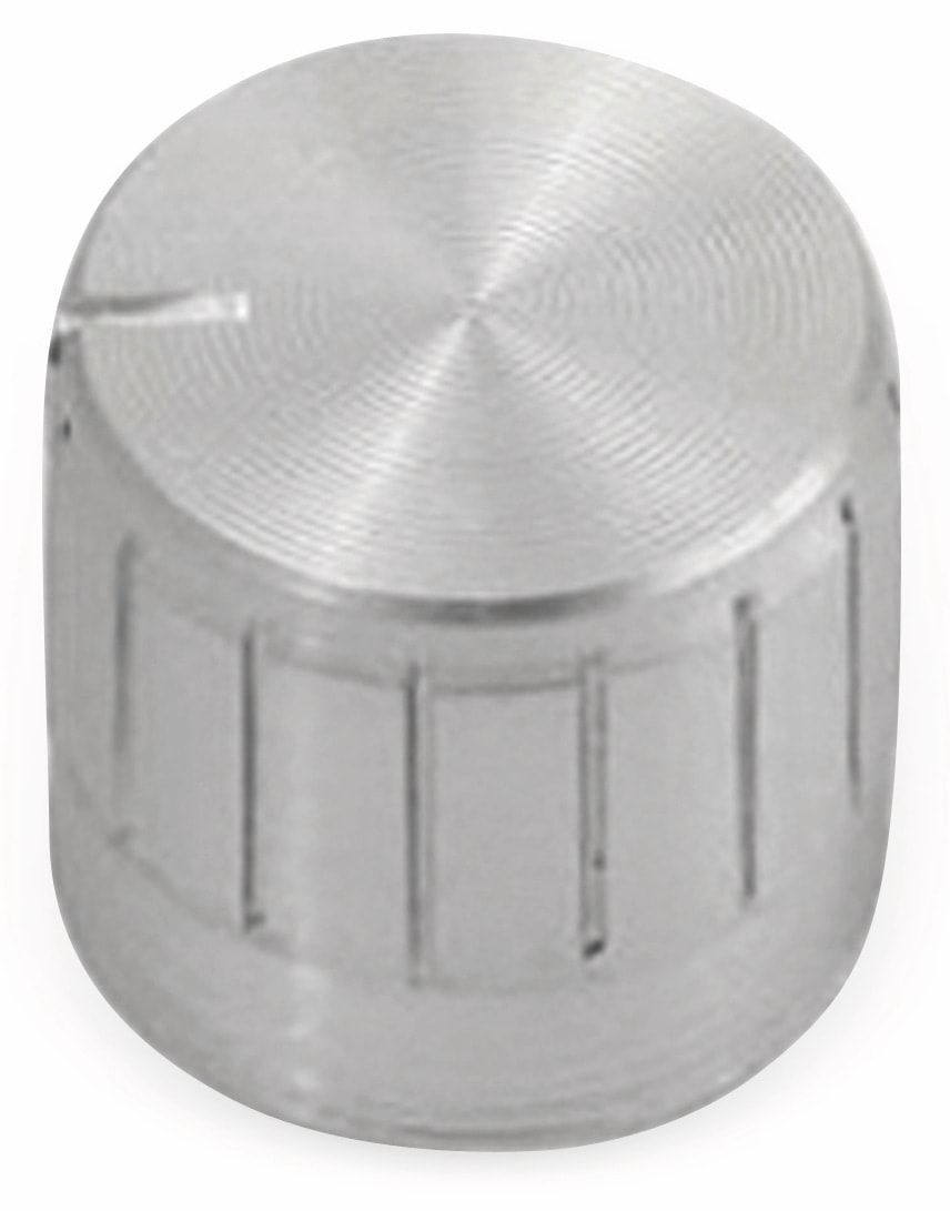 Aluminium-Drehknopf mit Zeigernase, 15x18 mm, silber von Pollin-Choice