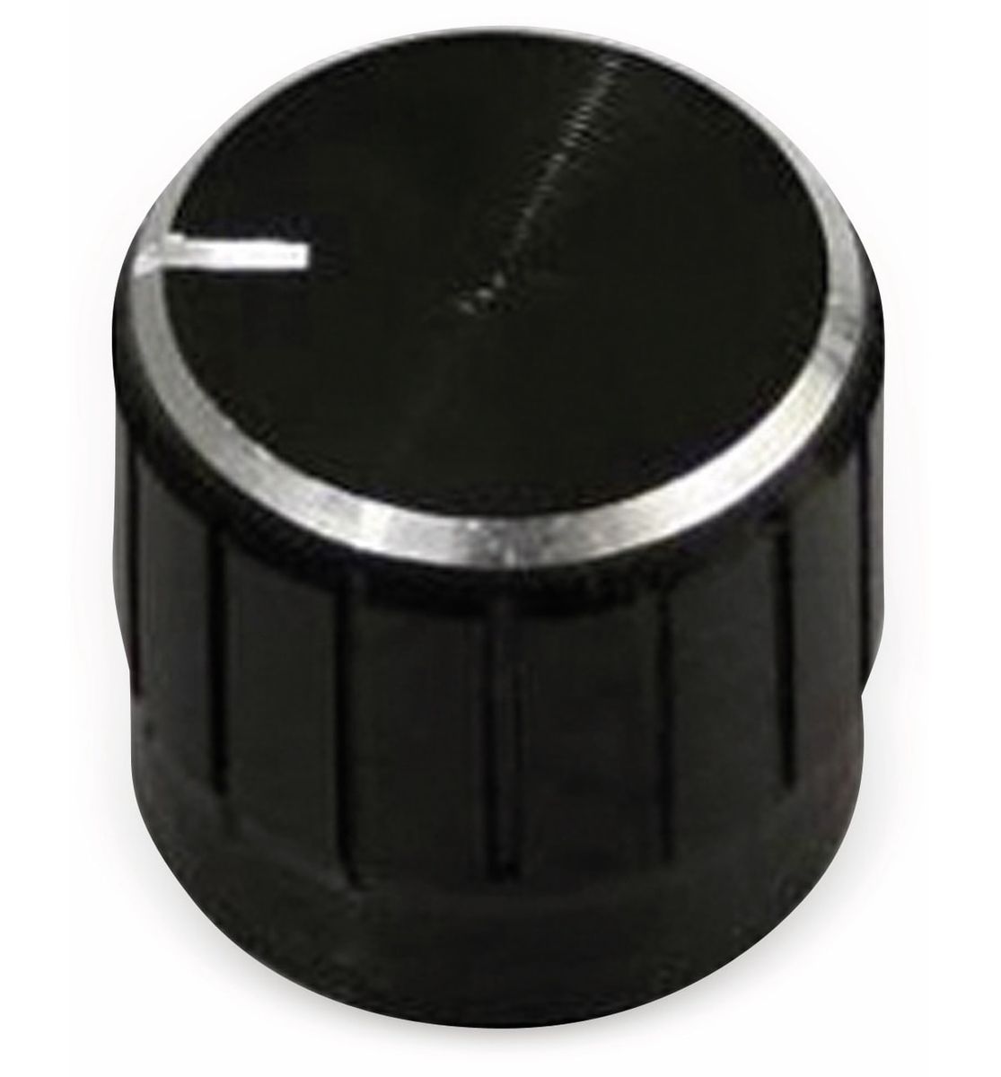 Aluminium-Drehknopf mit Zeigernase, 16x17 mm, schwarz von Pollin-Choice