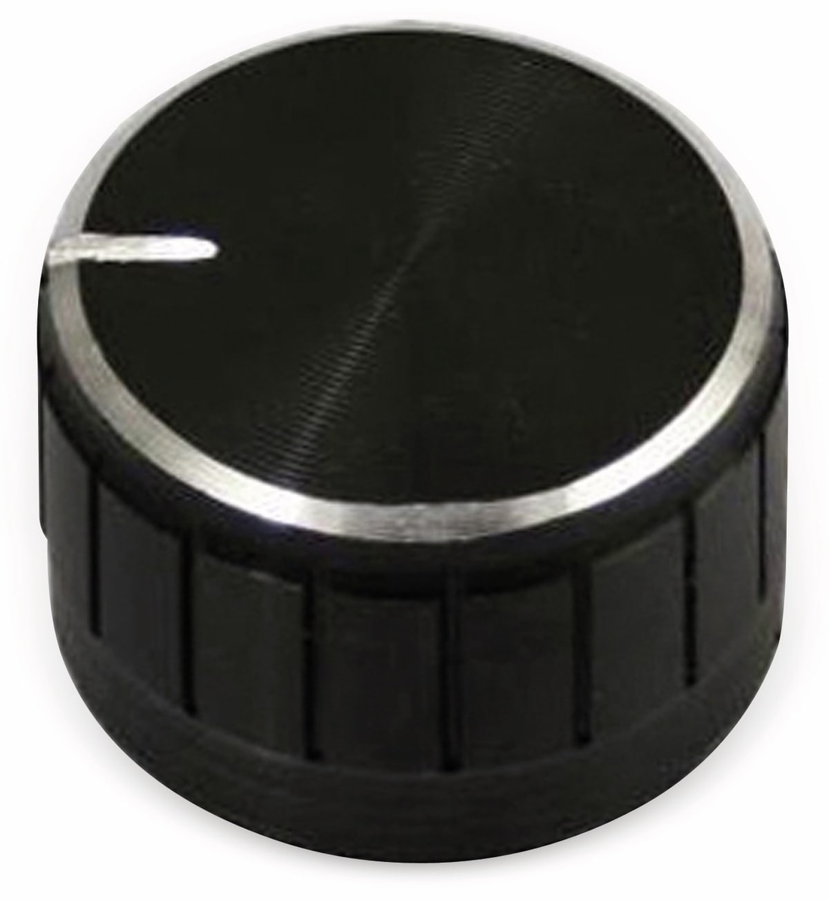 Aluminium-Drehknopf mit Zeigernase, 23x17 mm, schwarz von Pollin-Choice