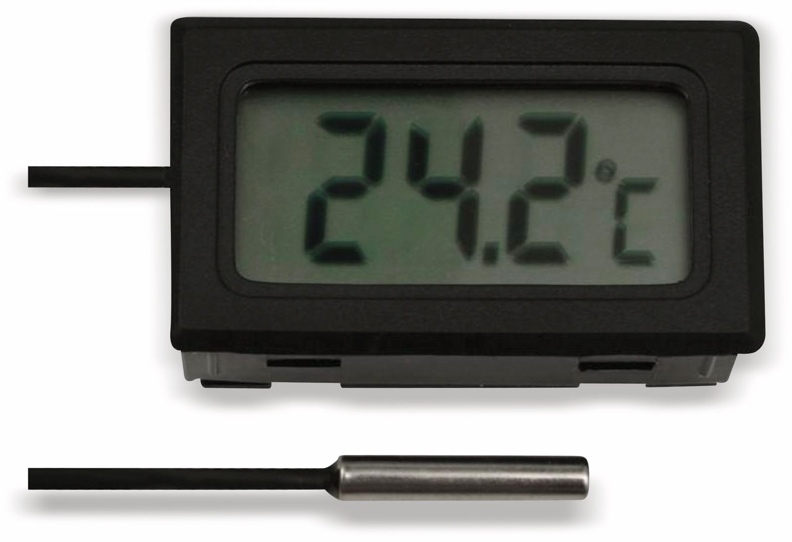 Einbau-Digitalthermometer mit 1 m Fühlerleitung, -50...+70 °C von Pollin-Choice