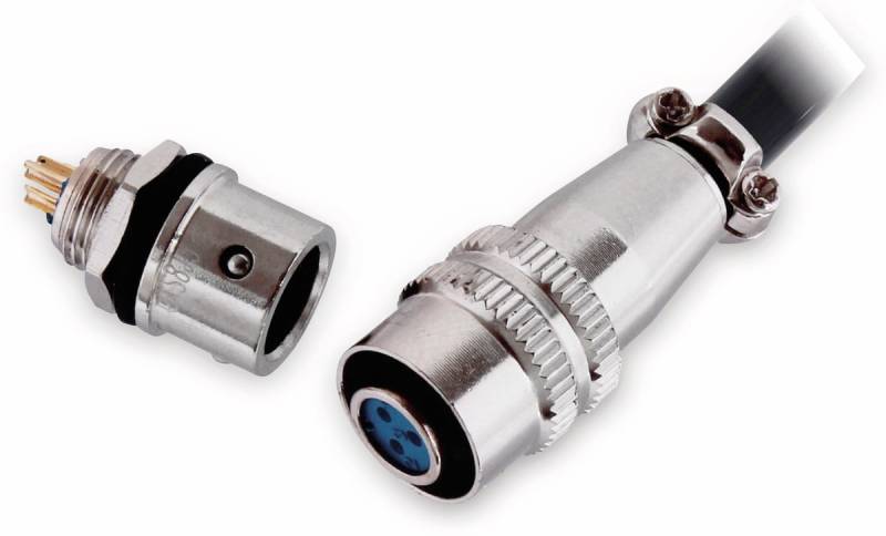 Einbaustecker-Set Ø 8mm 4-Pin mit Federverschluss von Pollin-Choice