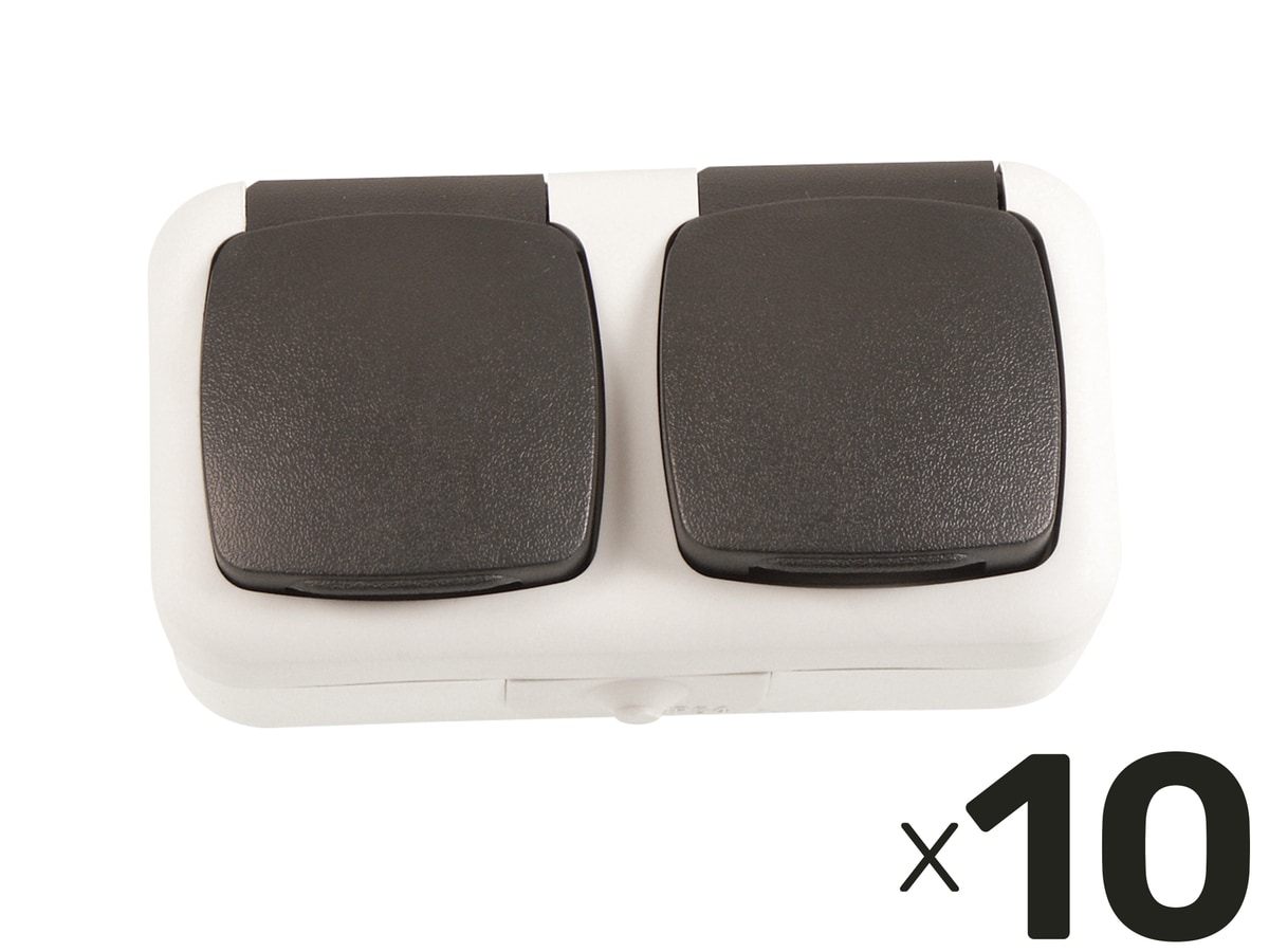 Feuchtraum-Doppelsteckdose W11-B321, 10 Stück Feuchtraum-Doppelsteckdose W11-B321, 10 Stück von Pollin Electronic GmbH