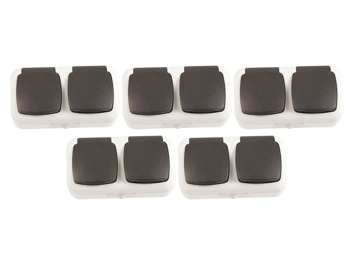 Feuchtraum-Doppelsteckdose W11-B321, 5 Stück Feuchtraum-Doppelsteckdose W11-B321, 5 Stück von Pollin Electronic GmbH