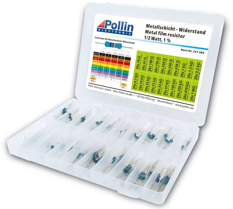 Widerstands Sortiment Metallschicht 400 Stk., 0,5 W, 1% von Pollin