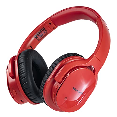 pollini Active Noise Cancelling Kopfhörer, Deep Bass Wireless, Rauschunterdrückung Headsets mit Sprachassistent, Memory-Protein-Ohrpolster, 40 Stunden Spielzeit für Reisen/Zuhause/Büro, Rot, (P92) von Pollini