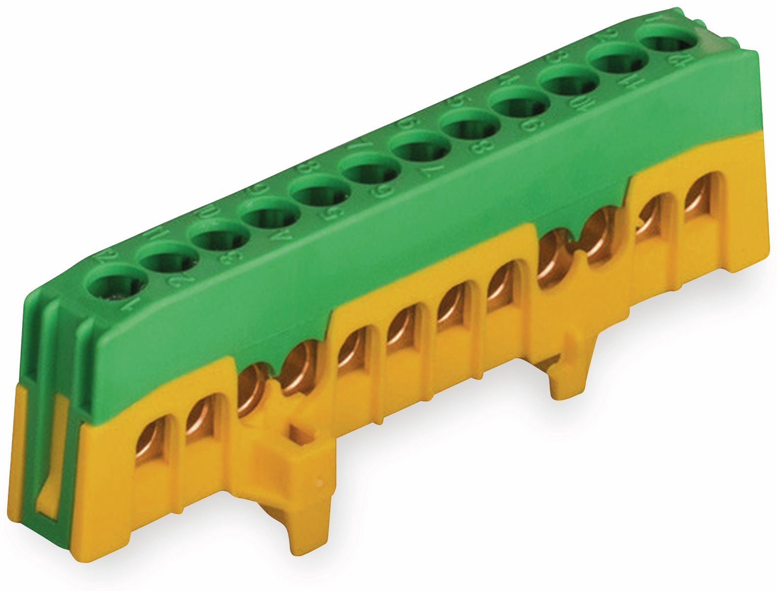 POLLMANN Schutzleiterklemme 12-polig, 16 mm², grün/gelb, für Hutschiene von Pollmann