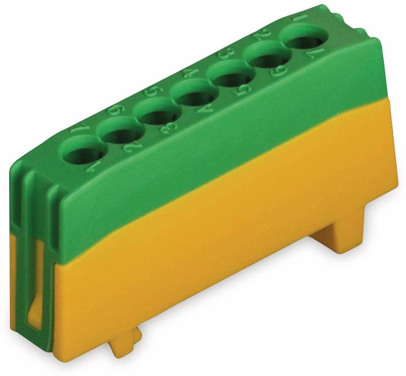 POLLMANN Schutzleiterklemme 7-polig, 16 mm², grün/gelb, für Hutschiene von Pollmann