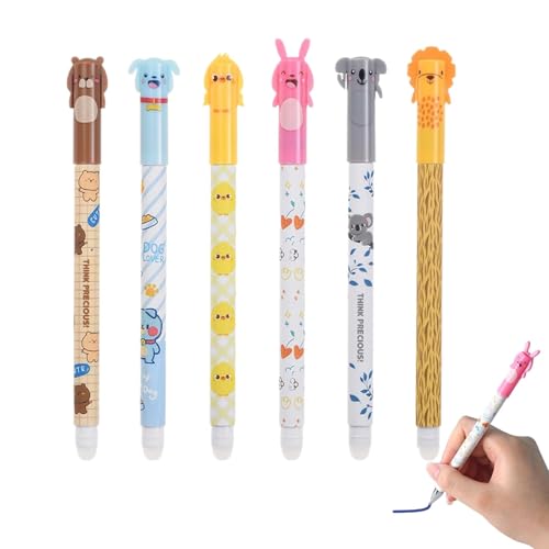 Poludatly 6 radierbare Gelstifte, Cartoon-Radierstifte, 0,5 mm Tintenstift mit thermoempfindlicher Löschtinte, Kugel am Ende zum Entfernen von Tinte, niedliches Bürozubehör Poludatly 6 radierbare Gelstifte, Cartoon-Radierstifte, 0,5 mm Tintenstift mit thermoempfindlicher Löschtinte, Kugel am Ende zum Entfernen von Tinte, niedliches Bürozubehör von Poludatly