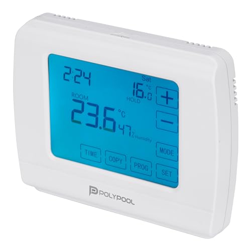 POLY POOL - PP1467 Chrono-Digitalthermostat Touch Sommer/Winter - Raumthermostat für den Innenbereich mit Tages-/Wochenprogrammierung - Thermostat mit 6 Intervallen von Poly Pool