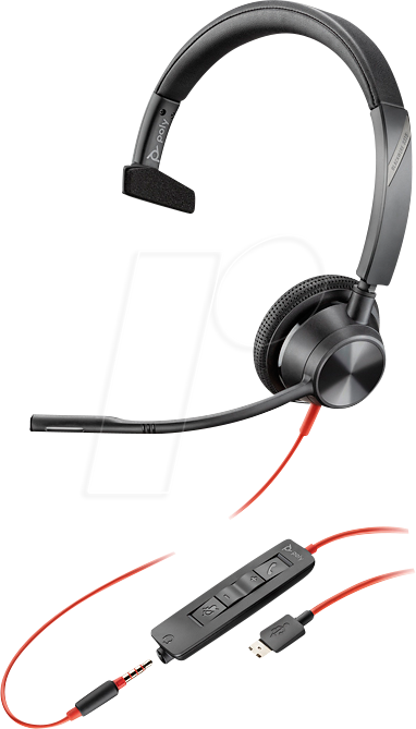 POLY BW 3315 A - Headset, USB/Klinke, Mono, Blackwire 3315 von Poly