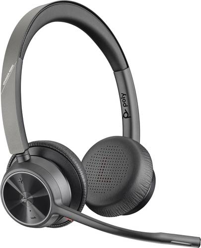 POLY VOYAGER 4320 UC Telefon On Ear Headset Bluetooth® Stereo Schwarz Mikrofon-Rauschunterdrückung von Poly