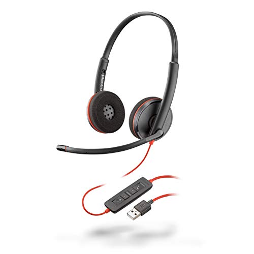 Plantronics – Blackwire C3210, kabelgebundenes USB-A-Headset – Zwei-Ohr-Headset (Stereo) mit Mikrofonarm – Verbindung mit PC/Mac über Anschluss – Kompatibel mit Teams, Zoom und mehr, Schaum von Poly