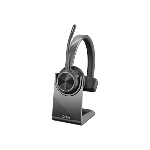 Plantronics Poly – schnurloses Voyager 4310 UC-Headset mit Ladestation (Plantronics) – Ein-Ohr-Headset – USB-A-Bluetooth-Adapter – kompatibel mit Teams, Zoom und mehr, Schwarz von Poly