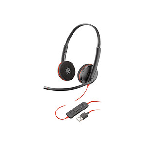 Poly Blackwire 3220 USB-Headset schwarz, rot von Poly