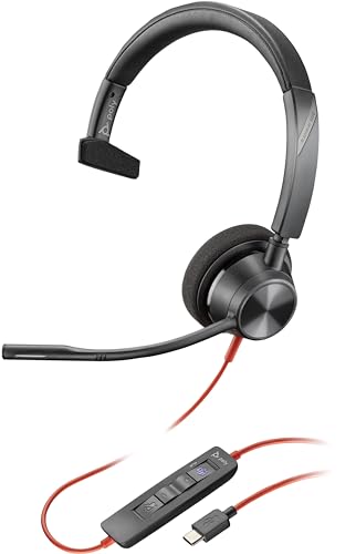 Poly Blackwire 3310-M Microsoft Teams zertifiziertes USB-C-Headset - Mono - USB Typ C, Mini-Phone (3,5 mm) - Kabelgebunden - 32 Ohm - 20 Hz - 20 kHz - On-Ear - Monaural - Ohrmuschel - 2,2 m Kabel - von Poly