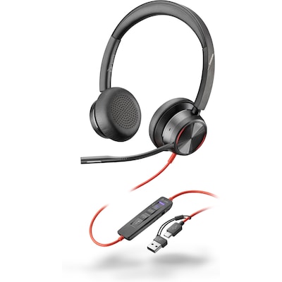 Poly Blackwire 8225 USB-C Stereo-Headset + USB-C/A-Adapter, ANC, MS-Teams von Poly