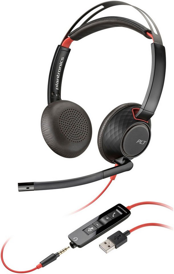 Poly Blackwire C5220 binaural USB-A & 3,5 mm Headset (Noise-Cancelling, Stummschaltung, Stereo Kopfhörer, Noise Canceling) von Poly