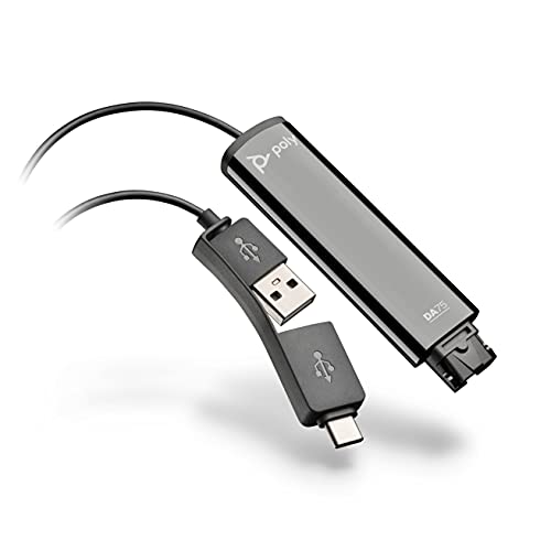 Poly – Digitaler USB-A- und USB-C-Adapter DA75 (Plantronics) – Kompatibel mit Poly Quick Disconnect-Headsets (QD) für Callcenter und mit den Callcenter-Plattformen Avaya, Genesys und Cisco von Poly