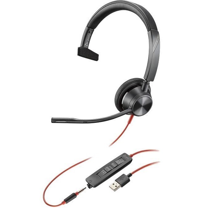 Poly Plantronics Blackwire 3315-M Headset, Mono, USB-A und 3,5mm Klinke, Unified Communication optimiert von Poly