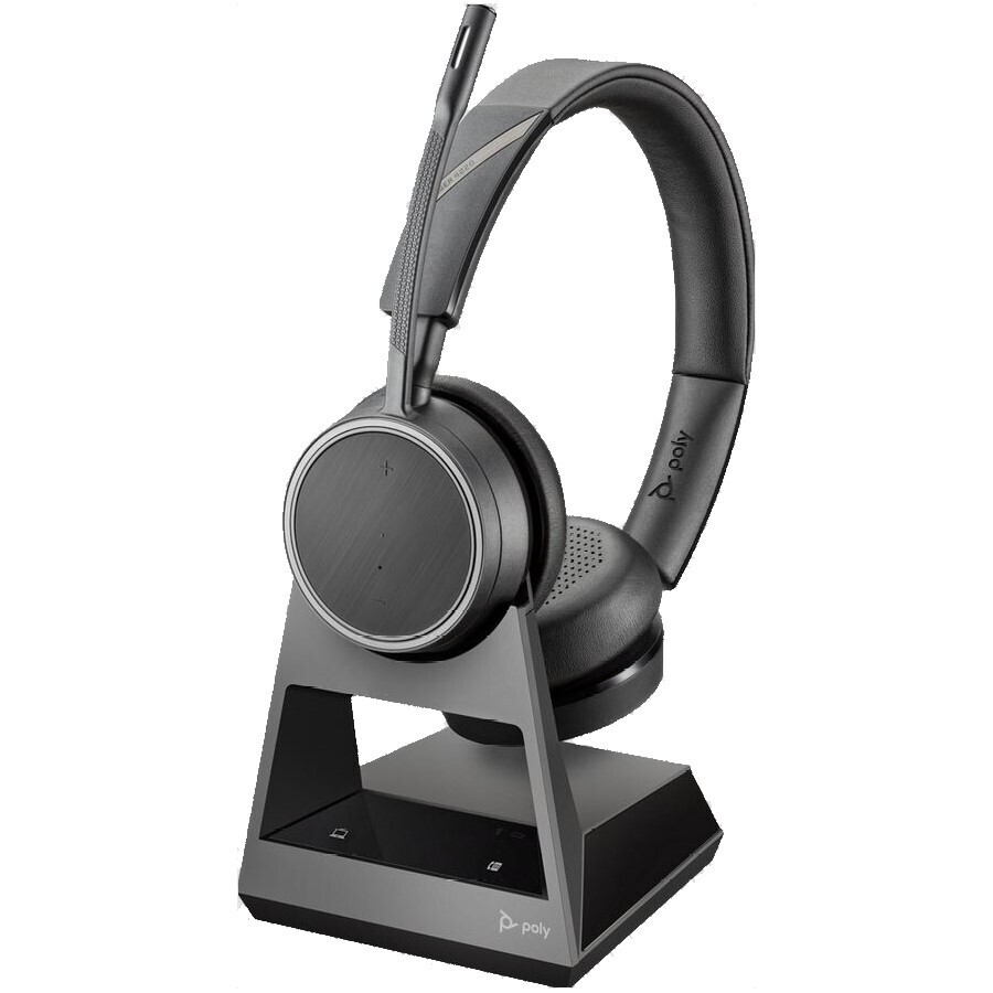 Poly Plantronics Voyager 4220 Office Headset, Stereo, ka B-Ware Bluetooth, schwarz, inkl. 1-Way-Basis, Unified Communication optimiert von Poly