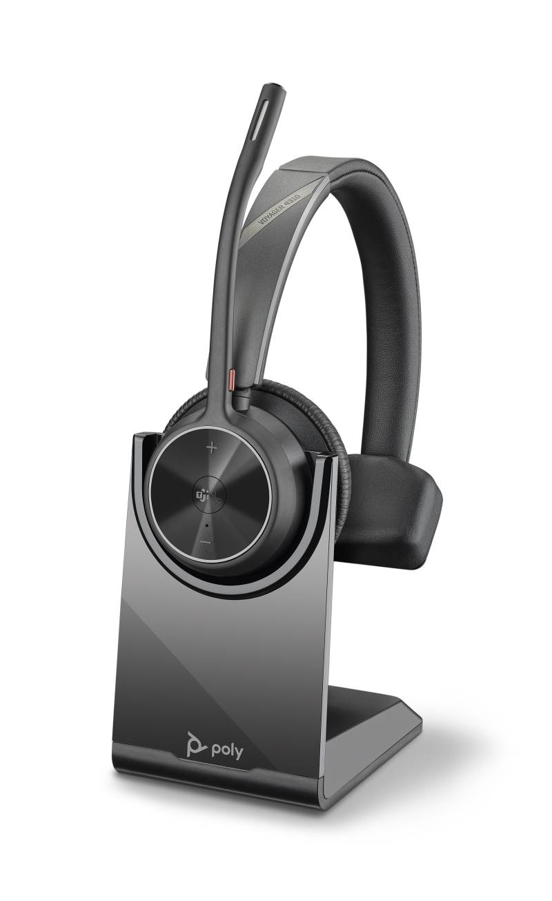 Poly Plantronics Voyager 4310 UC Bluetooth Headset, Nano B-Ware mit USB-A Anschluss, Ladestation, MS zertifiziert, Monaural von Poly