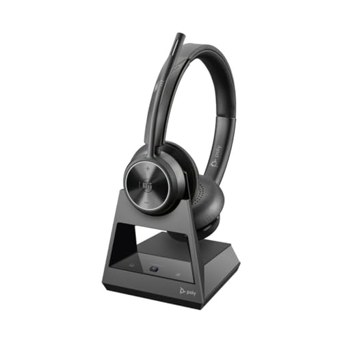 Poly Savi 7320 - Savi 7300 Series - Headset - On-Ear - DECT - kabellos - aktive Rauschunterdrückung - USB-A über DECT-Adapter - Schwarz - Zertifiziert für Microsoft Teams, UC-Zertifiziert von Poly