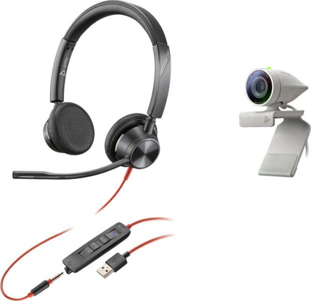 Poly Studio P5 USB HD Webcam Bundle mit Blackwire C3325 Over-Ear-Kopfhörer von Poly