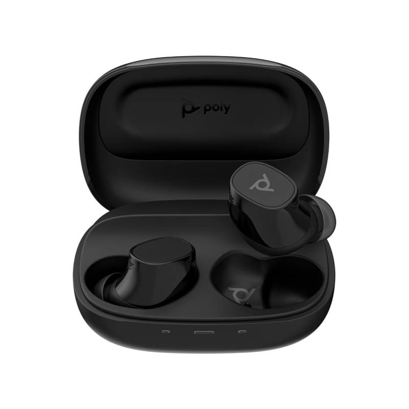 Poly Voyager Free 20 Black Earbuds + Basic Ladeetui True Wireless-In-Ear-Headset, Bluetooth, ANC, Kabelloses Qi-Laden, Grau von Poly